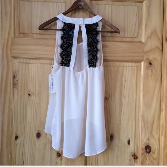 Altar’d State Sheer Hi-lo open cut-out Lace Back Blouse XS - Picture 2 of 8